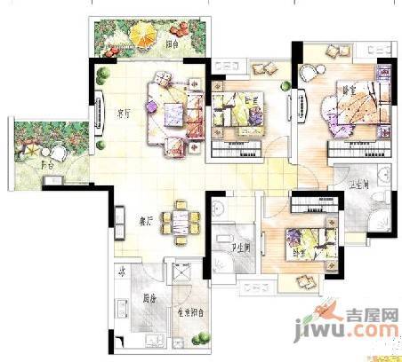 紫金名座3室2厅2卫户型图