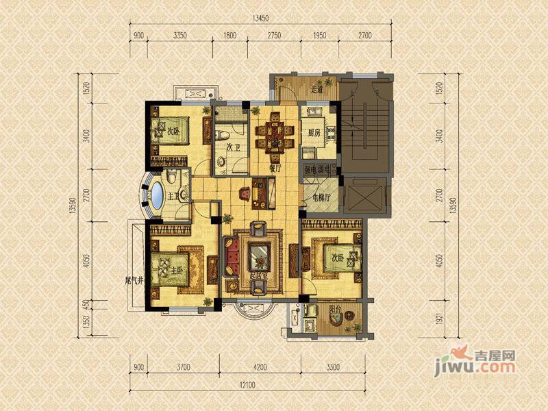 清水绿园3室2厅2卫130㎡户型图