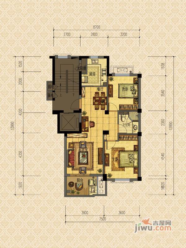 清水绿园2室1厅1卫90㎡户型图