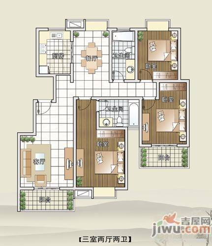 阳光左岸3室2厅2卫133.5㎡户型图