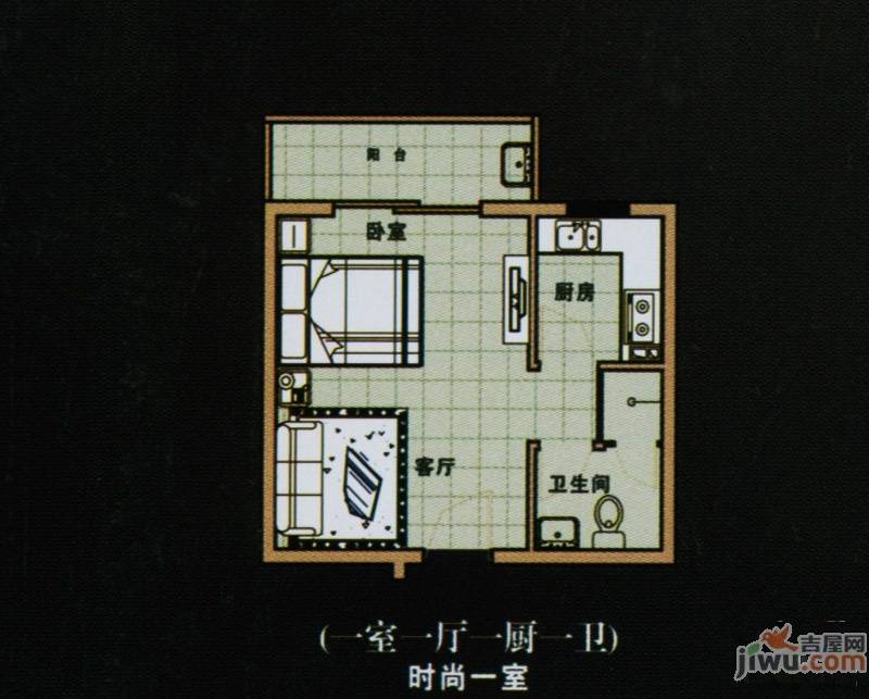 鸣元名居1室1厅1卫户型图