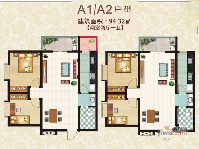 东郡名座普通住宅94.3㎡户型图