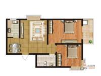 欣欣家园二期2室2厅1卫81.3㎡户型图