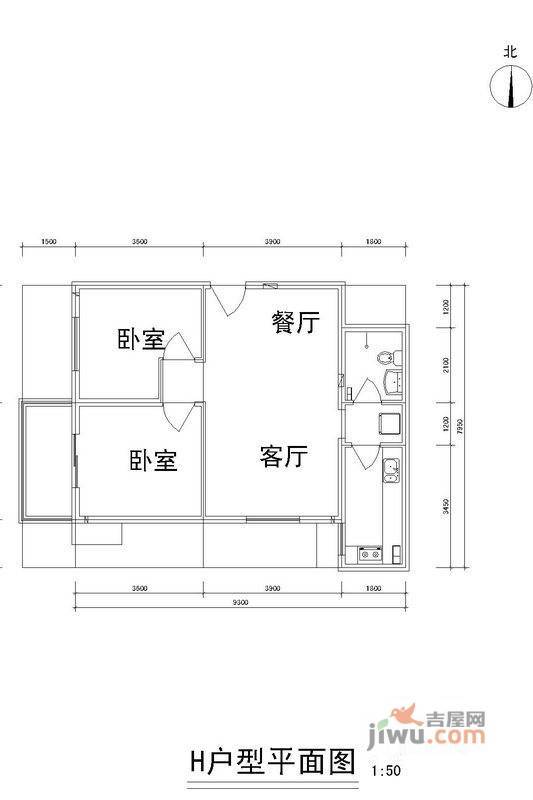 雅逸新城2室2厅0卫82.7㎡户型图