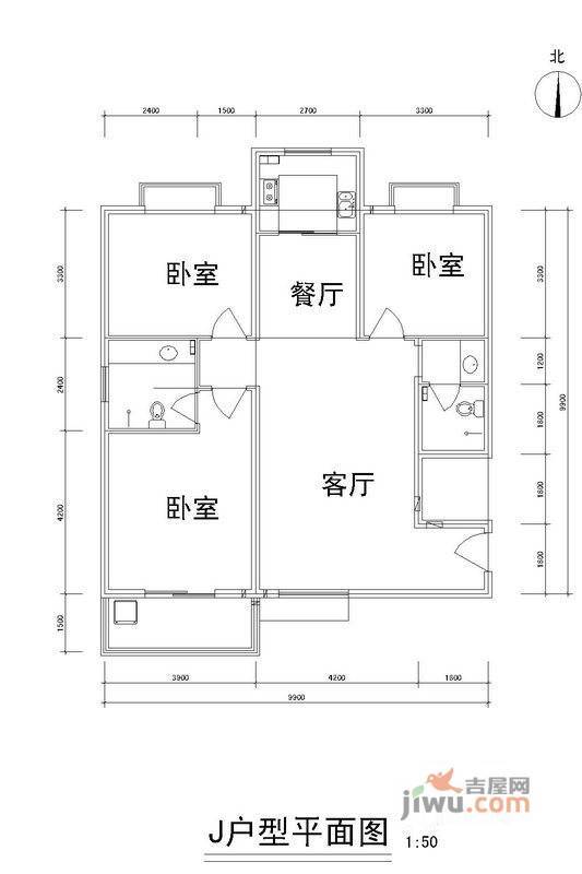 雅逸新城3室2厅0卫129.6㎡户型图