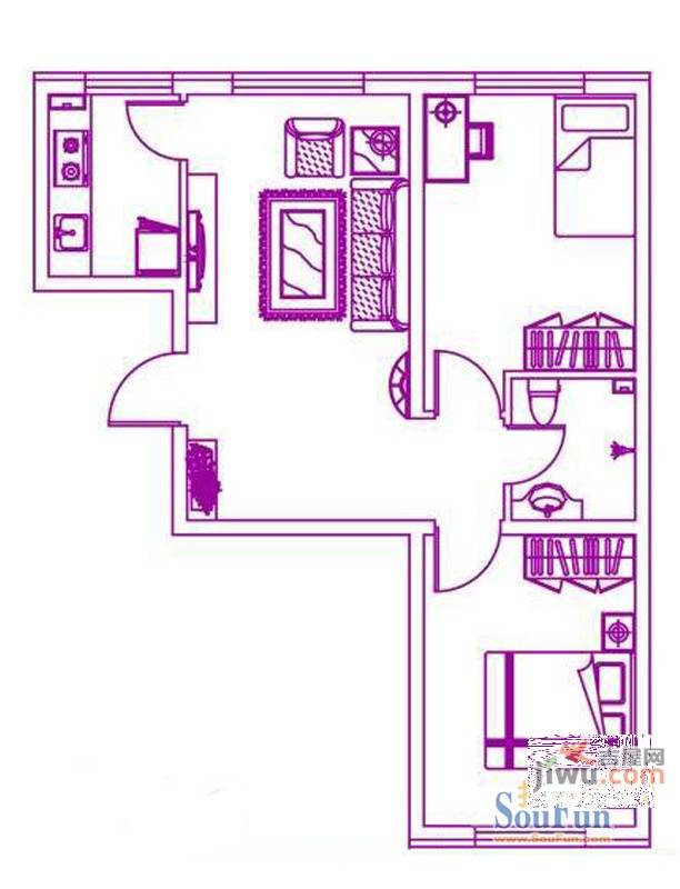 锦绣华城2室1厅1卫83.5㎡户型图