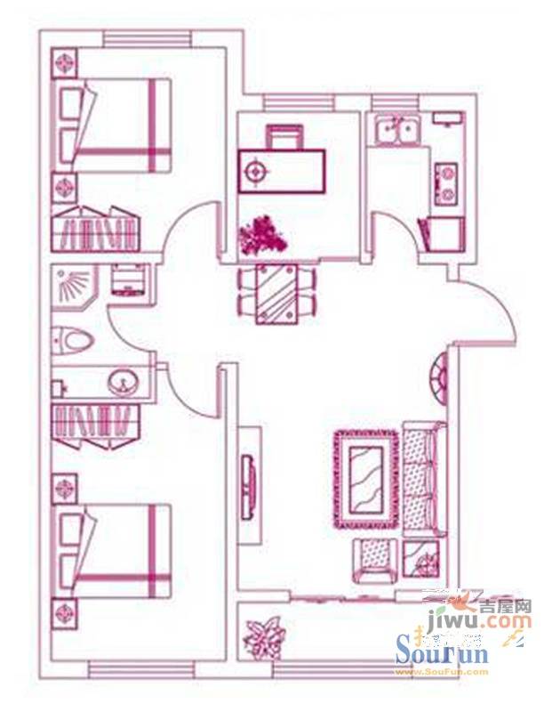 锦绣华城2室2厅1卫97.5㎡户型图