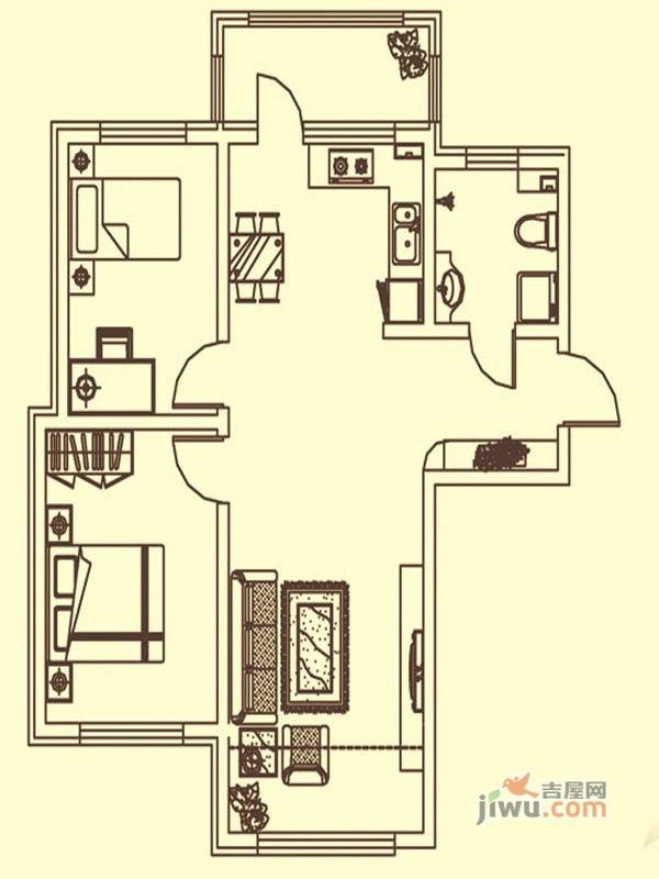 锦绣华城2室1厅1卫99㎡户型图