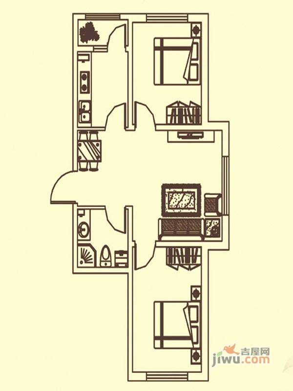 锦绣华城2室1厅1卫87.7㎡户型图