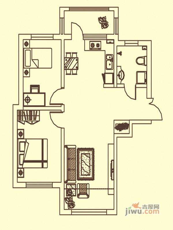 锦绣华城2室1厅1卫99㎡户型图