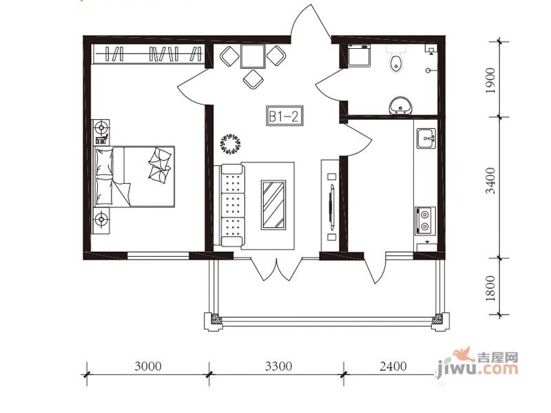 左岸人大之家1室1厅1卫73.4㎡户型图