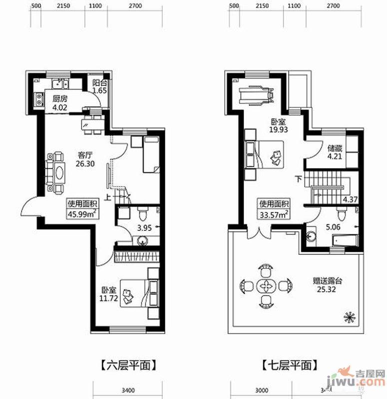 深蓝杰座3室1厅2卫79㎡户型图