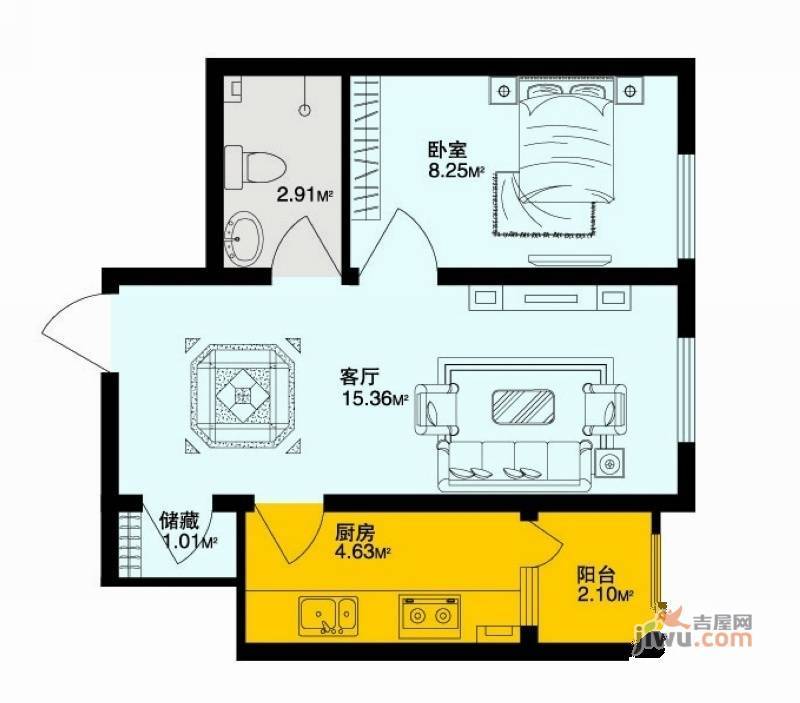 深蓝杰座3室1厅2卫79㎡户型图