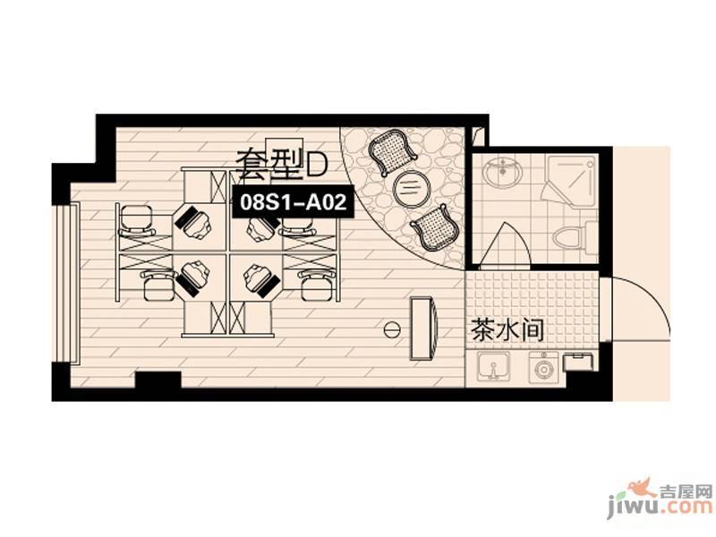 南极国际维也纳花0室1厅1卫30.3㎡户型图