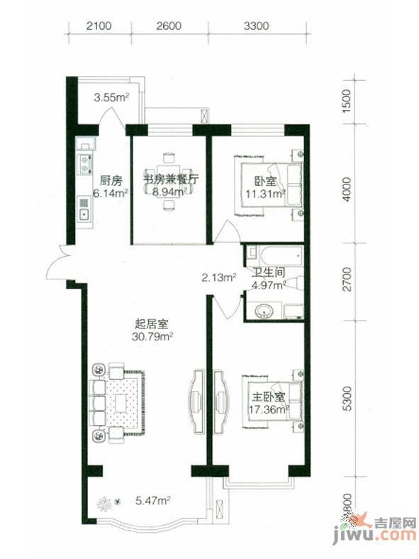 南极国际维也纳花3室1厅1卫81.6㎡户型图