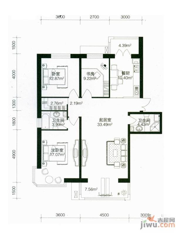 南极国际维也纳花3室1厅1卫81.6㎡户型图