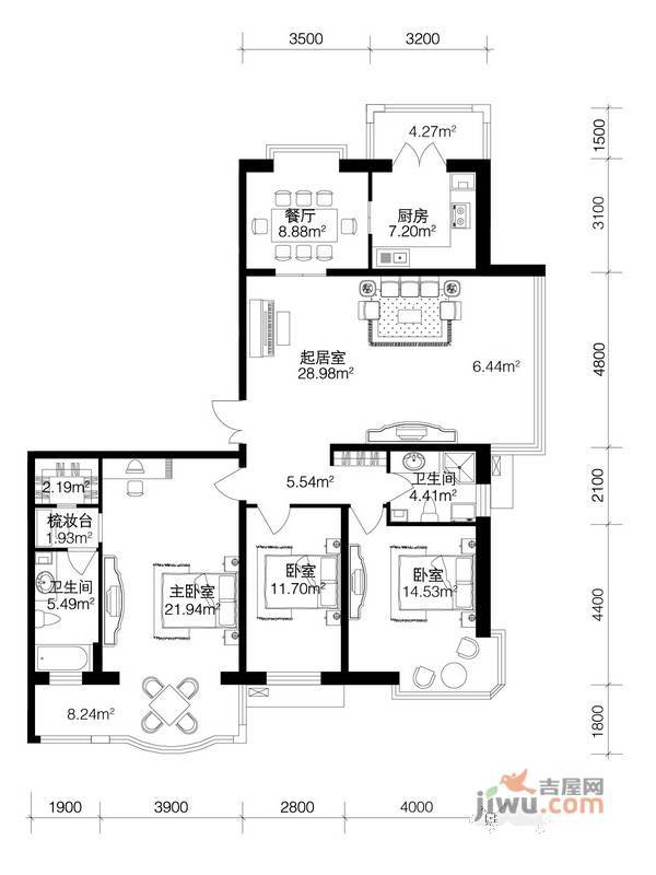 南极国际维也纳花3室1厅1卫81.6㎡户型图