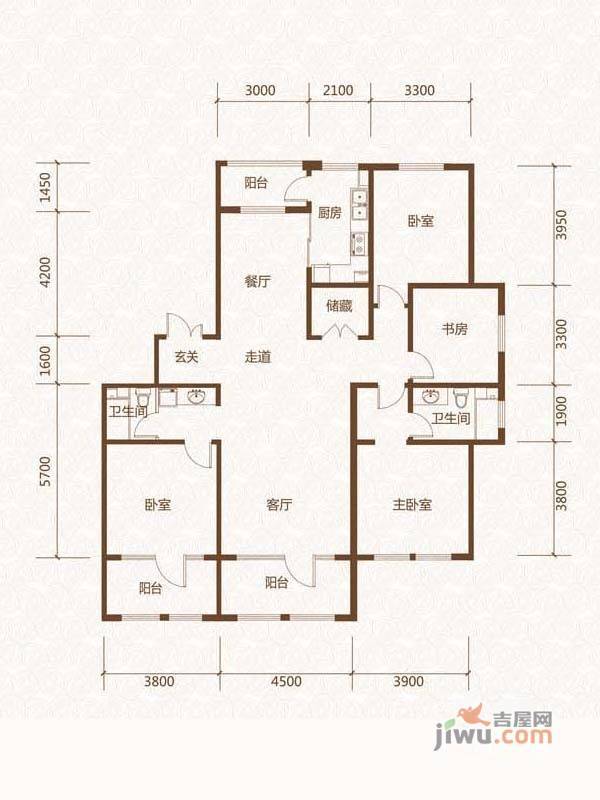 群力玫瑰湾4室2厅2卫196.2㎡户型图