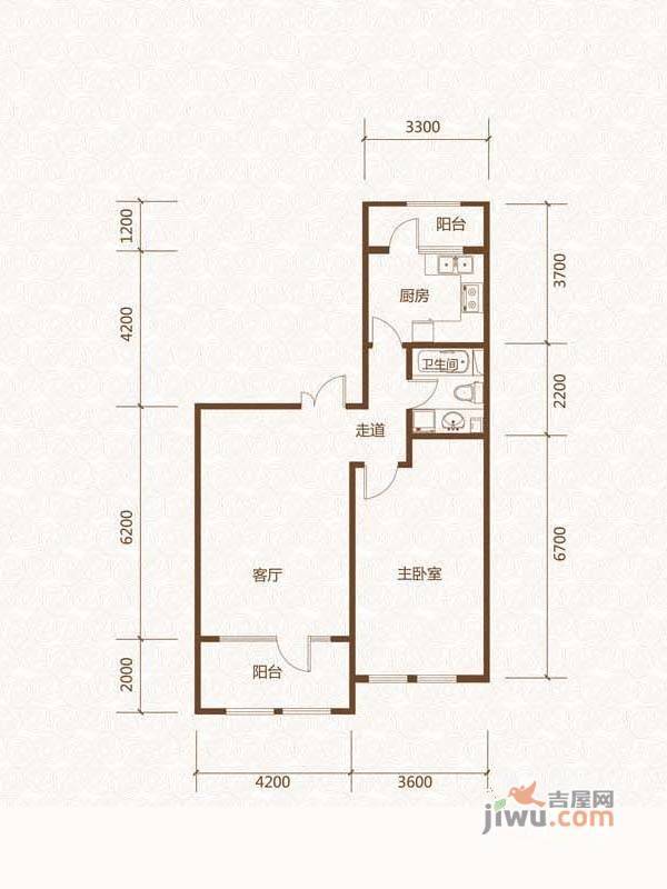 群力玫瑰湾1室1厅1卫97.6㎡户型图