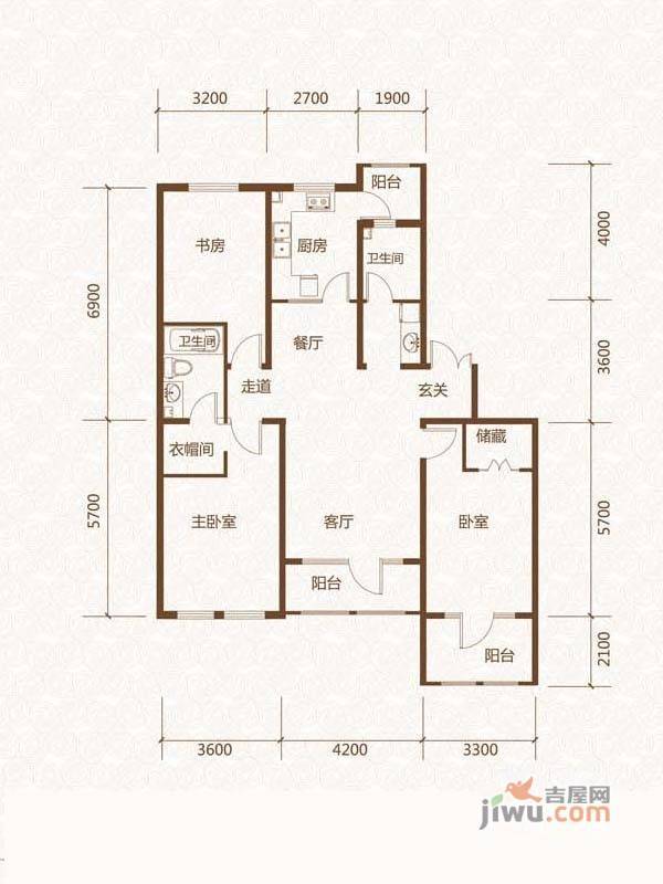 群力玫瑰湾3室2厅2卫151.8㎡户型图