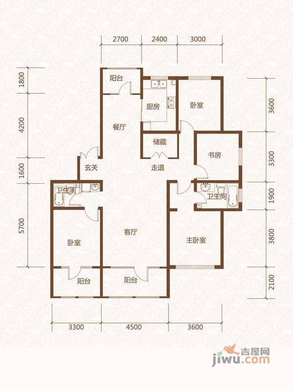 群力玫瑰湾4室2厅2卫196.2㎡户型图