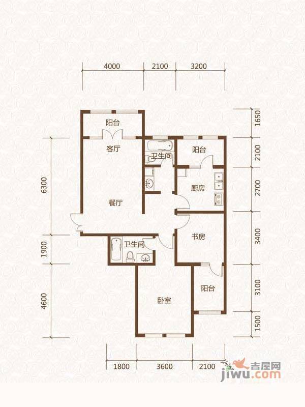 群力玫瑰湾1室1厅1卫97.6㎡户型图