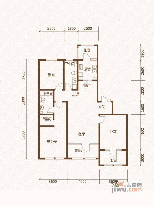 群力玫瑰湾3室2厅2卫151.8㎡户型图