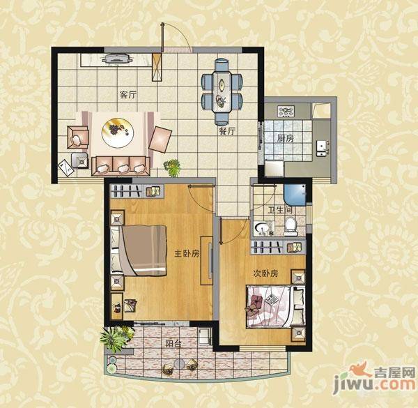 曼哈顿广场2室2厅1卫81.7㎡户型图