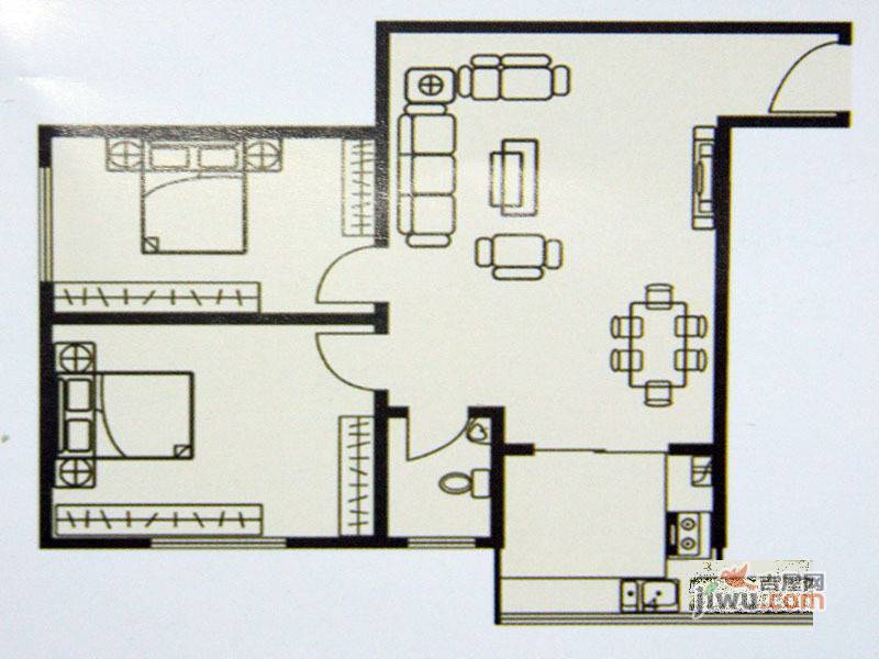 京广大厦2室2厅1卫85㎡户型图