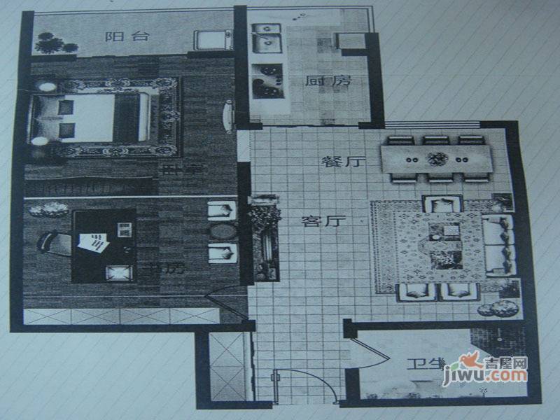 绿城MINI国际1室2厅1卫90.9㎡户型图