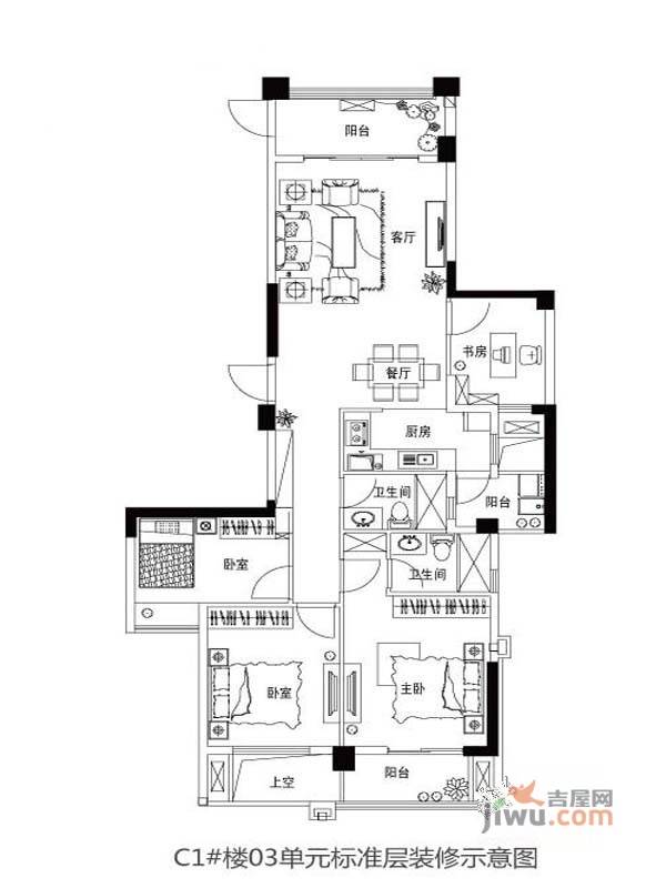 世欧上江城4室2厅2卫135㎡户型图