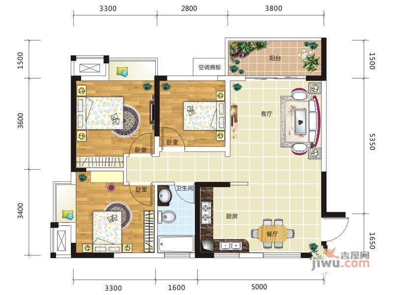 振宁i时代3室2厅1卫81.9㎡户型图