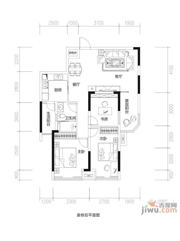 牛顿@苹果3室2厅1卫90.6㎡户型图