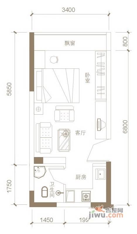 天成一品1室0厅1卫30.6㎡户型图