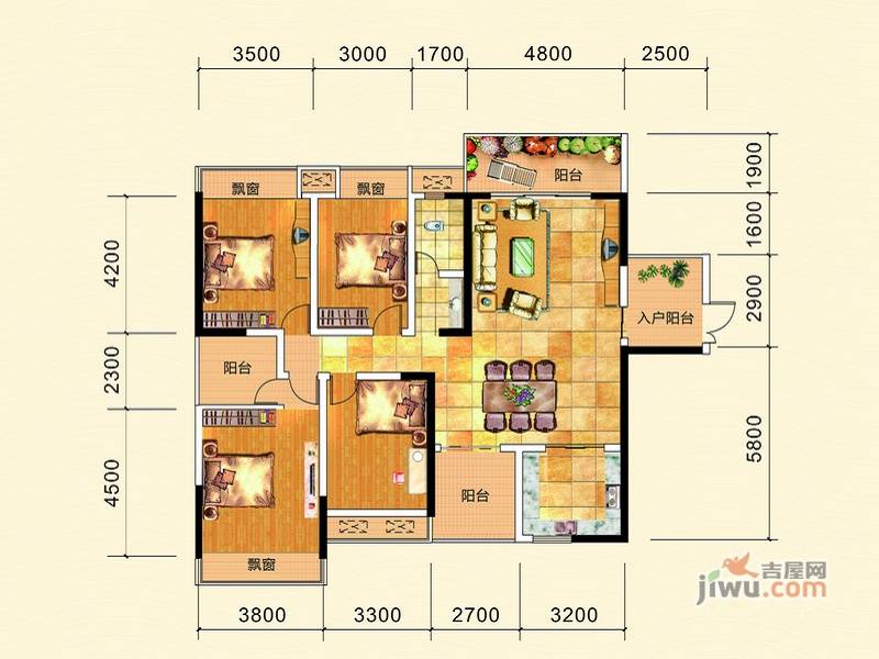 虹桥湾4室2厅1卫162.9㎡户型图