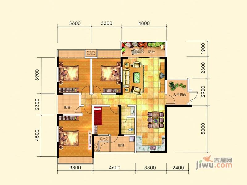 虹桥湾4室2厅1卫140.9㎡户型图