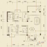 振宁现代鲁班3室2厅2卫87.4㎡户型图