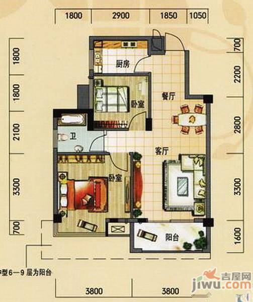 碧园南城故事2室2厅0卫户型图