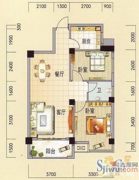 碧园南城故事2室2厅0卫户型图