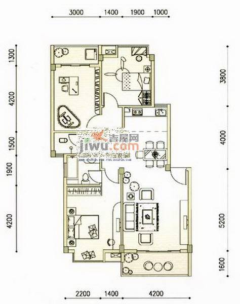 碧园南城故事3室2厅2卫107㎡户型图