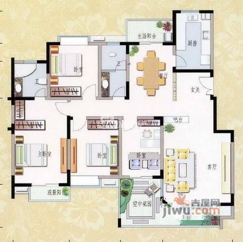 凤岭名园·弥珍道3室2厅2卫126㎡户型图