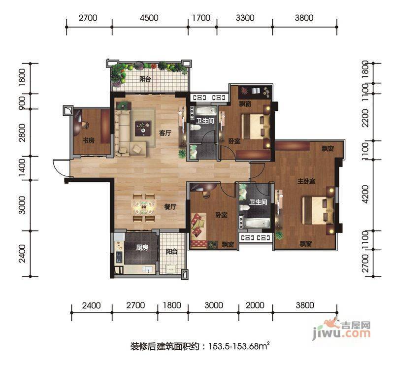 盛天果岭5室2厅3卫154.1㎡户型图