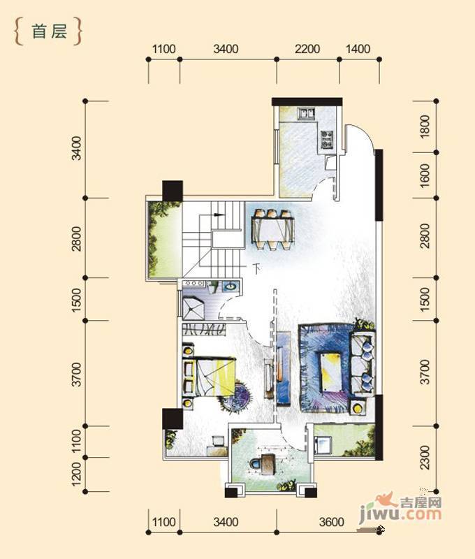 盛天果岭4室2厅3卫139.9㎡户型图