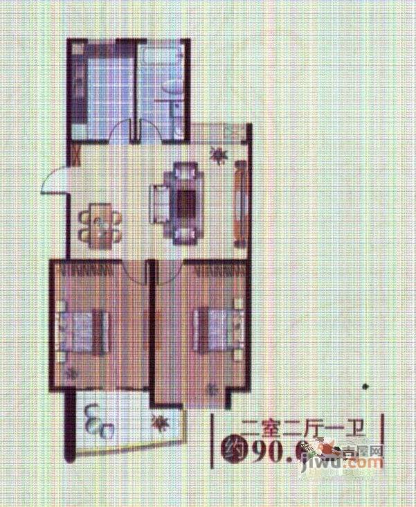 名桂坊2室2厅1卫90㎡户型图