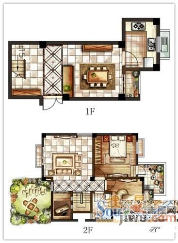 太湖香树湾花园3室2厅1卫90㎡户型图