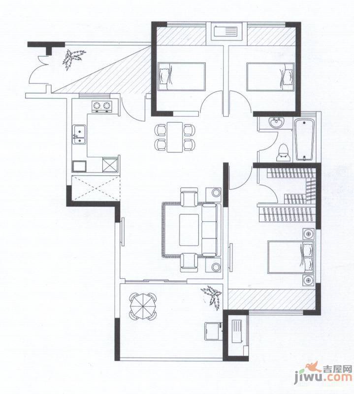 莱茵郡3室2厅1卫98.9㎡户型图