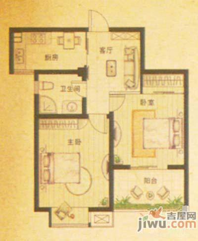 凯旋城2室2厅1卫86㎡户型图