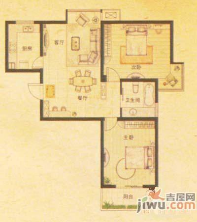 凯旋城2室2厅1卫86㎡户型图