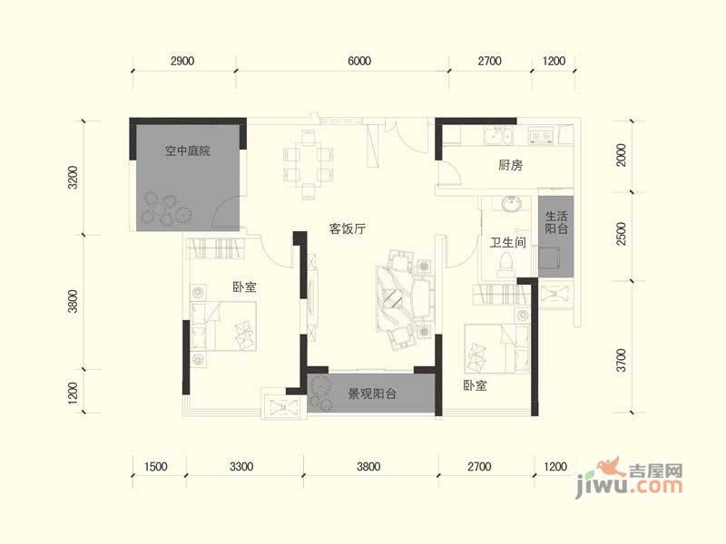 莱蒙时代3室2厅2卫141㎡户型图