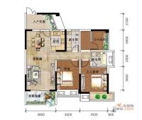 莱蒙时代2室2厅2卫101㎡户型图